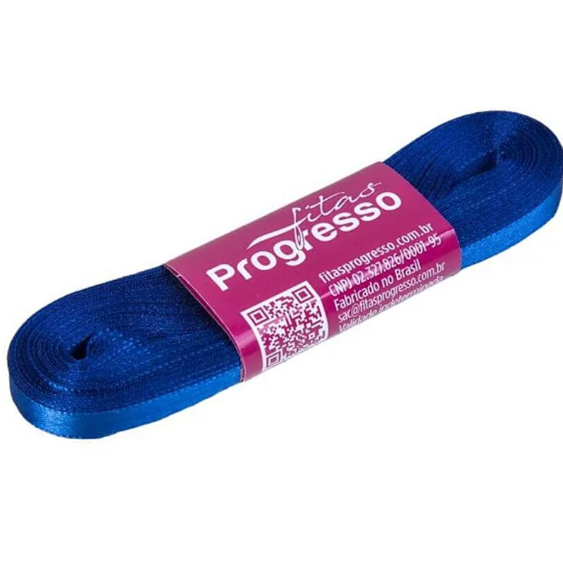Fita Progresso Cetim 10m CF001 7mm 276 Azul Pavão