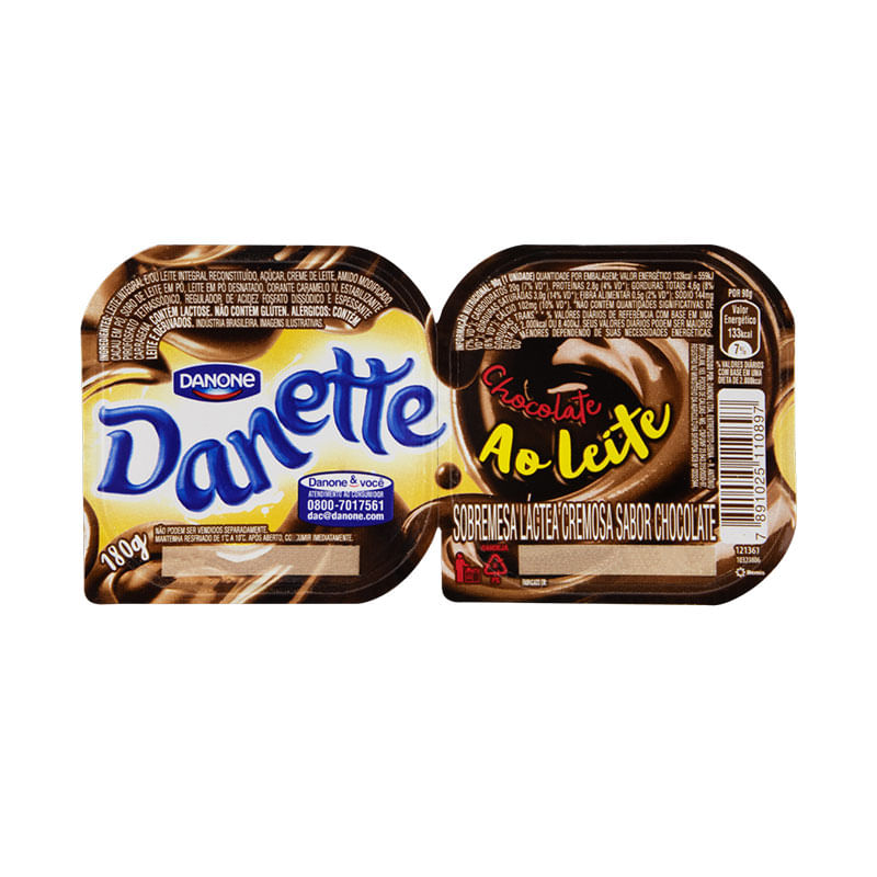 Iogurte Danette Chocolate Danone 180g