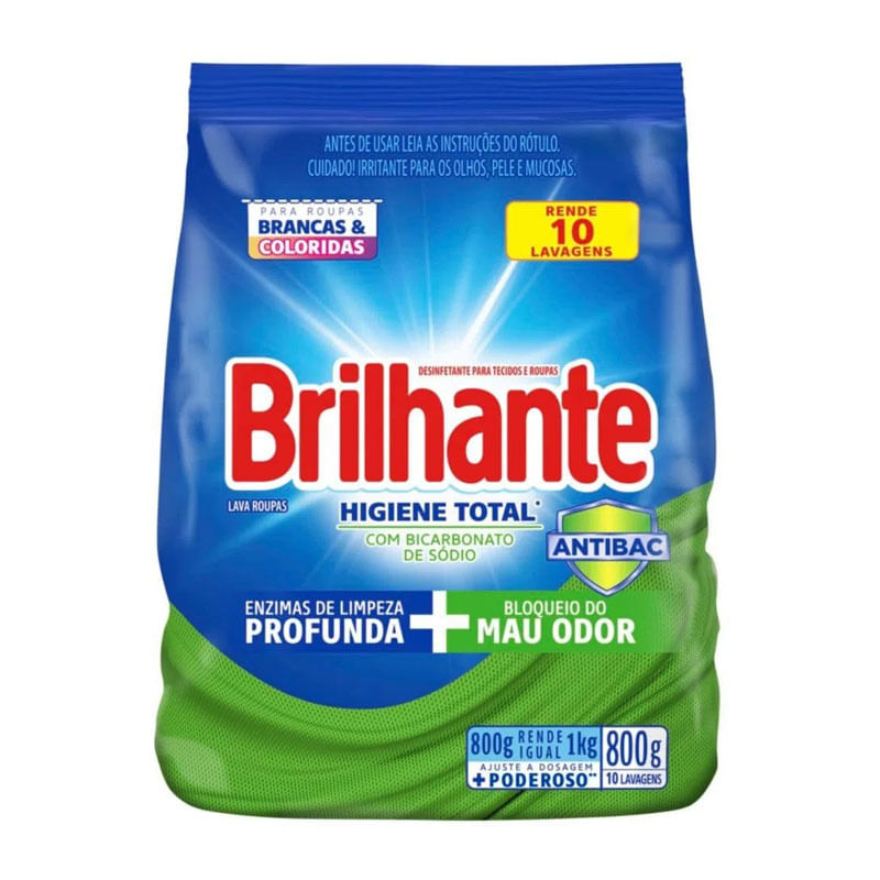 Sabão em Pó Brilhante Higiene Total 800g