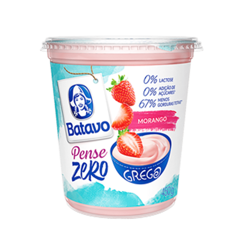 Iogurte Grego Batavo Pense Zero Morango 450g