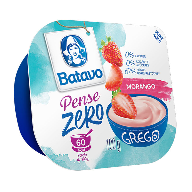 Iogurte Grego Batavo Pense Zero 100g Morango