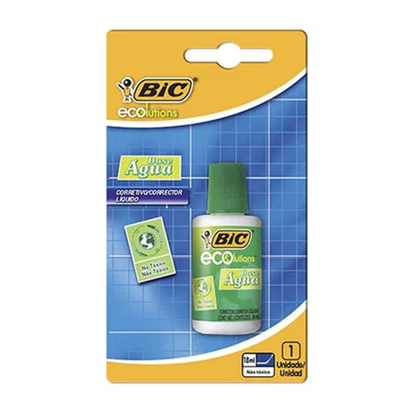 Corretivo Bic 18ml Água Ecolutions Cartela 1 Unidade