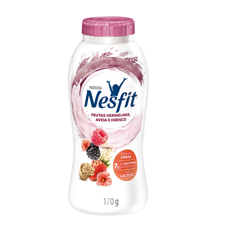 Iogurte Nesfit Sem Lactose Frutas Vermelhas, Aveia e Hibisco 170g