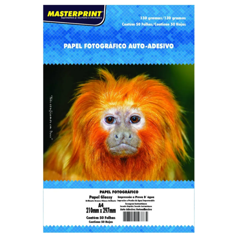 Papel Fotográfico Masterprint A4 130g Adesivo 50 Folhas