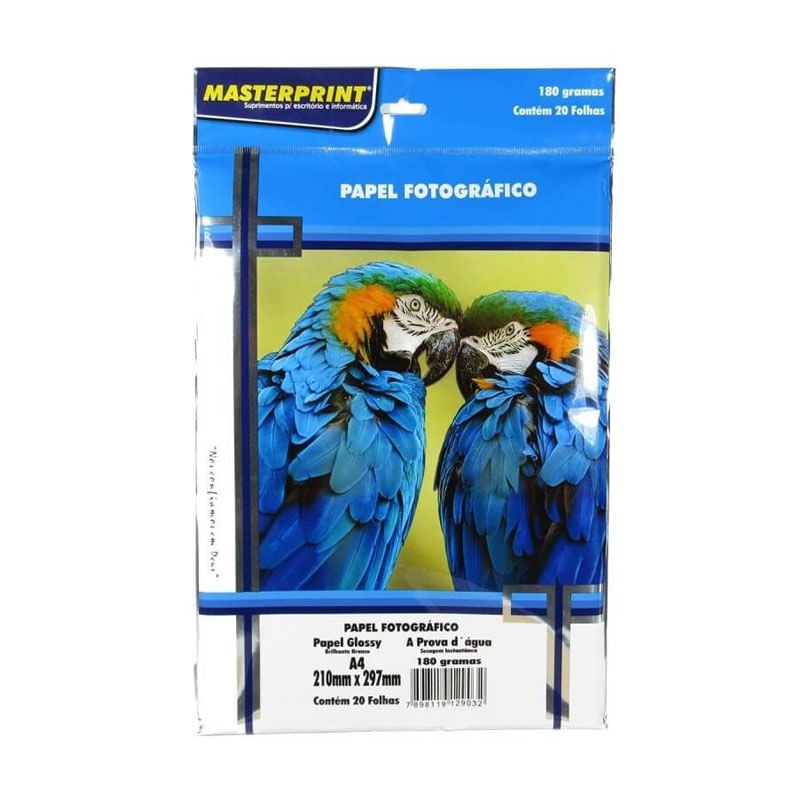 Papel Fotográfico Masterprint A4 180g Prova D´água 20 Folhas