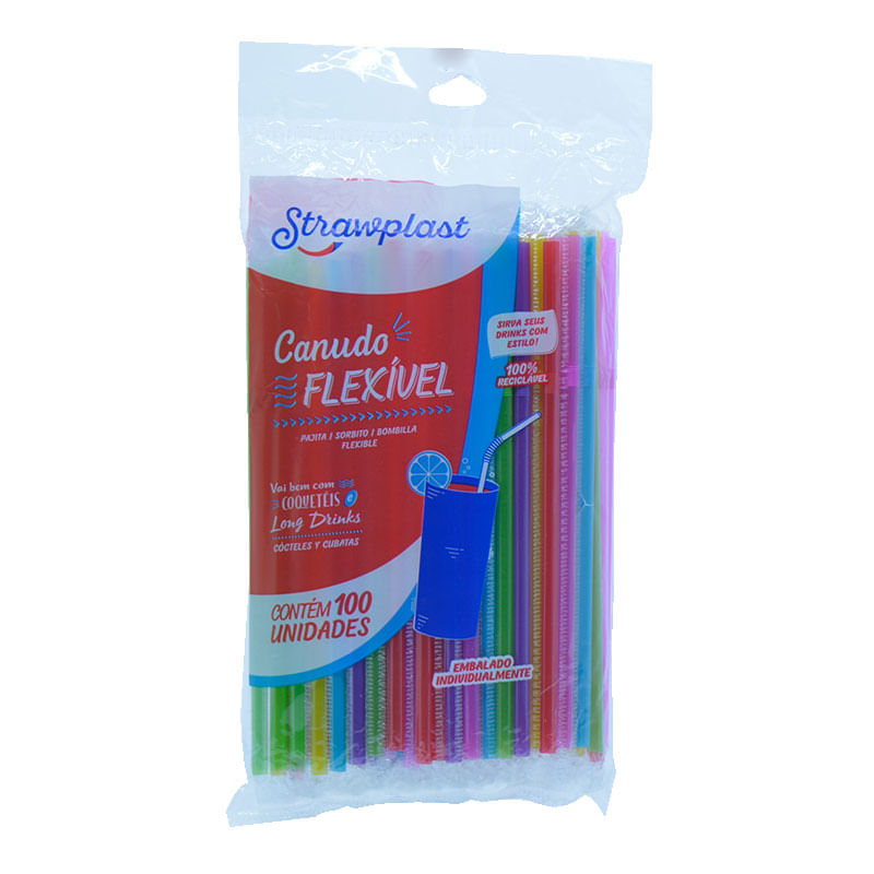 Canudo Strawplast CS312 Misto Neon