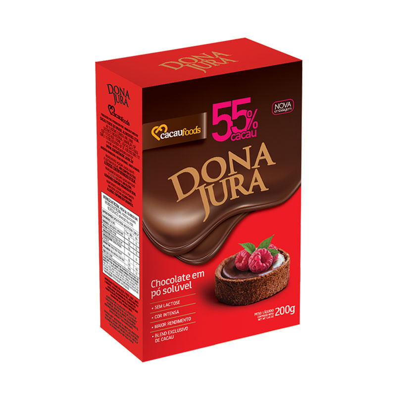 Chocolate Pó Cacau Foods 200g 55% Cacau Dona Jura