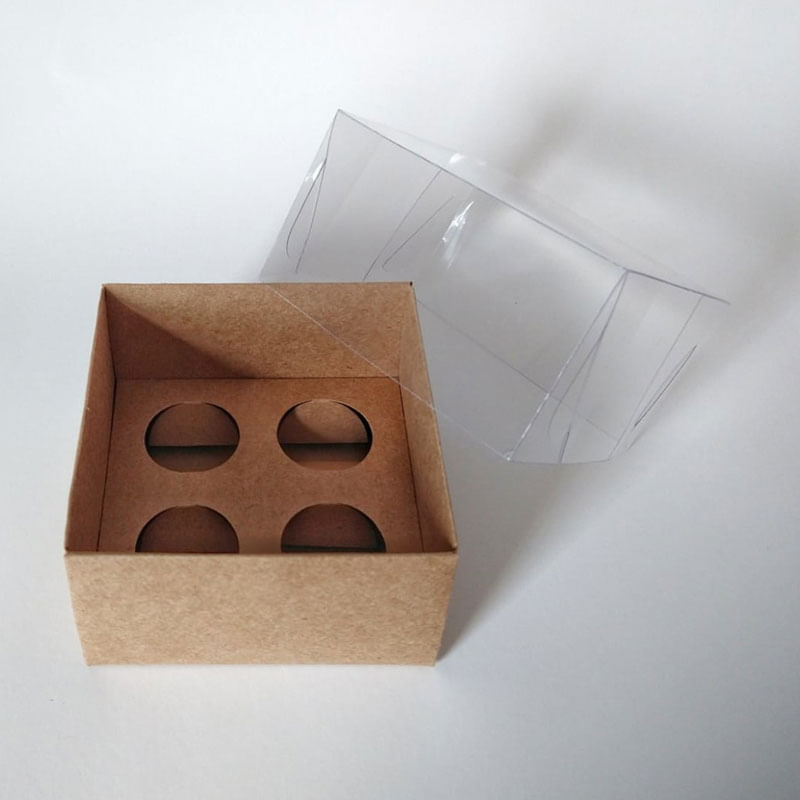 Caixa Quadrado com Berço 4 Cavidade Kraft Art Crystal 