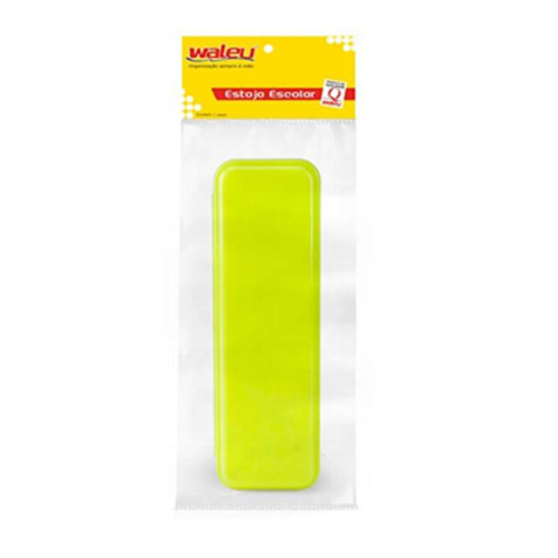 Estojo Escolar Waleu Plástico Plus Neon Amarelo