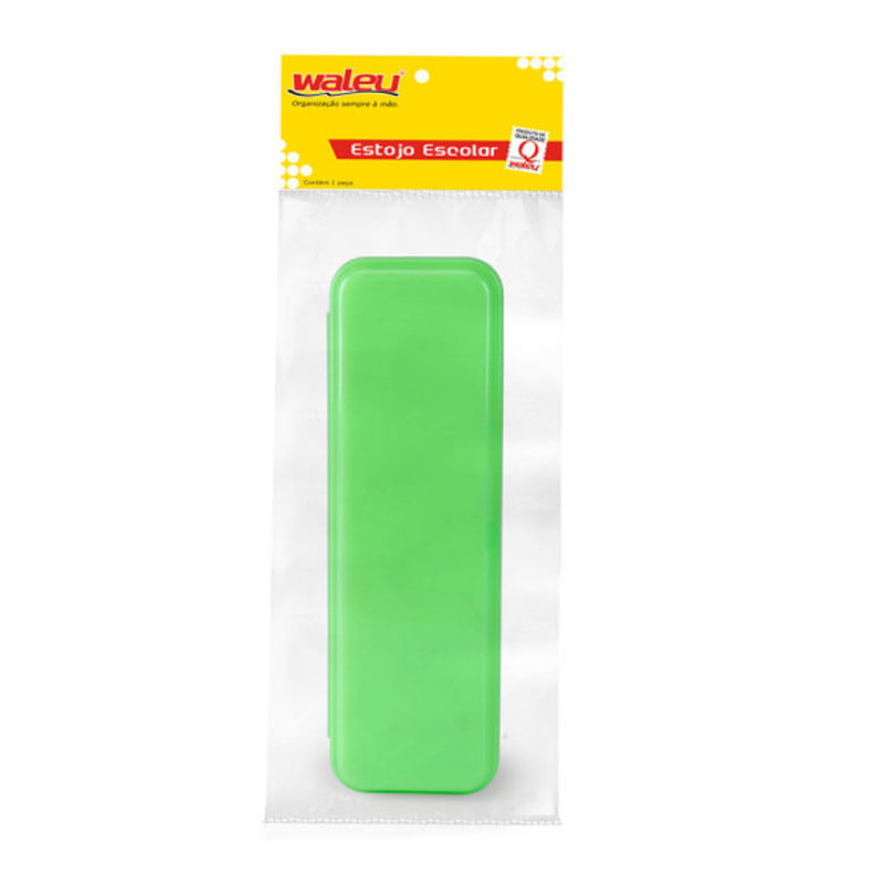 Estojo Escolar Waleu Plástico Plus Neon Verde