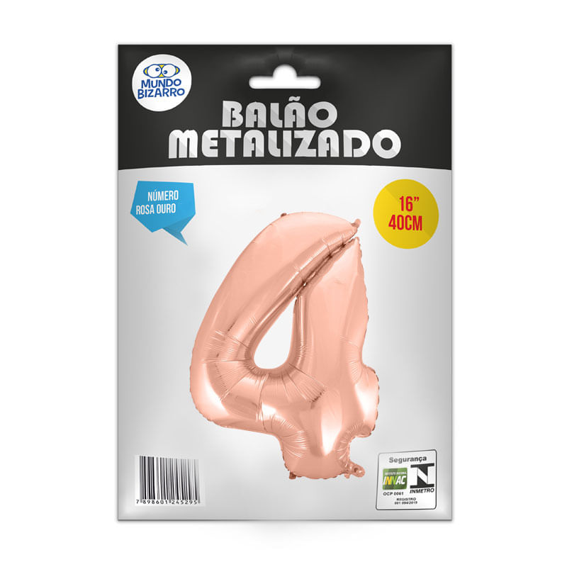 Balão Metalizado 16” Mundo Bizarro Número Rosa Ouro 4