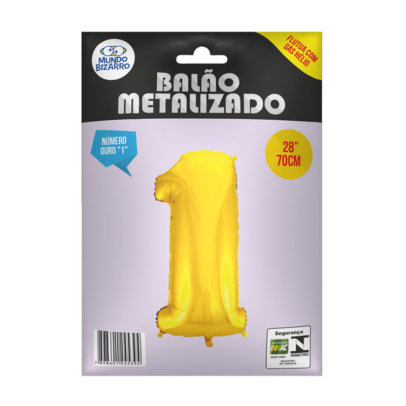Balão Metalizado 28” Mundo Bizarro Número Ouro 1
