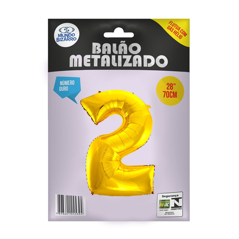 Balão Metalizado 28” Mundo Bizarro Número Ouro 2