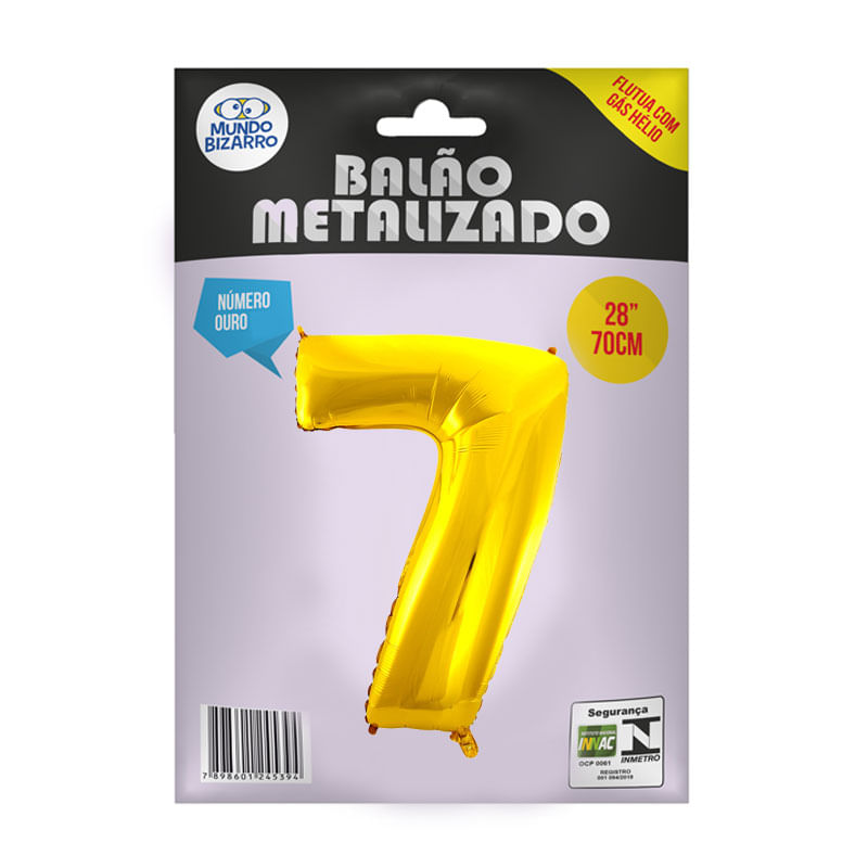 Balão Metalizado 28” Mundo Bizarro Número Ouro 7