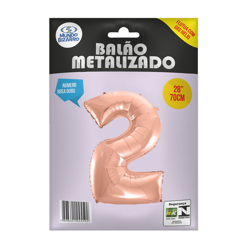 Balão Metalizado 28” Mundo Bizarro Número Rosa Ouro 2