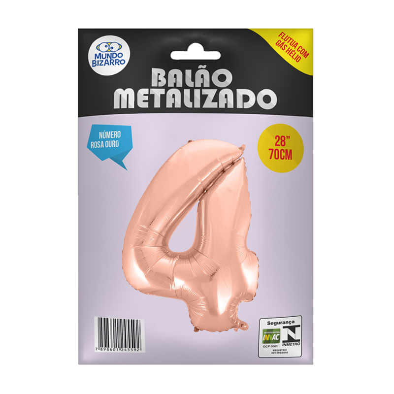Balão Metalizado 28” Mundo Bizarro Número Rosa Ouro 4