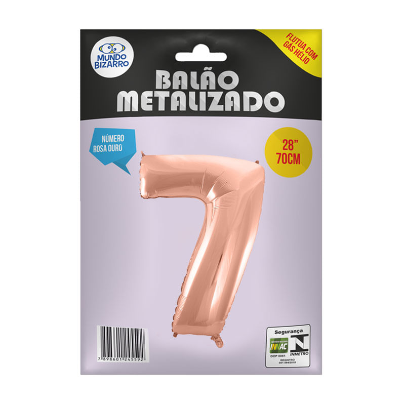 Balão Metalizado 28” Mundo Bizarro Número Rosa Ouro 7
