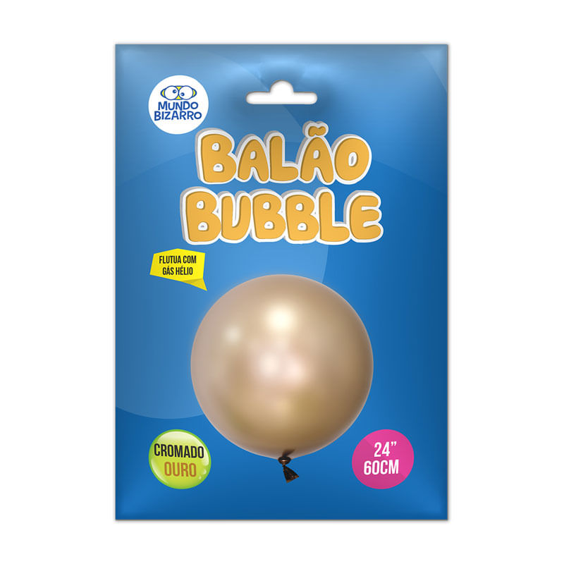Balão Bubble 24” Mundo Bizzaro Cromado Ouro