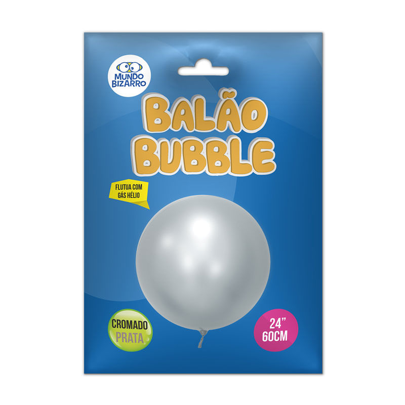 Balão Bubble 24” Mundo Bizzaro Cromado Prata