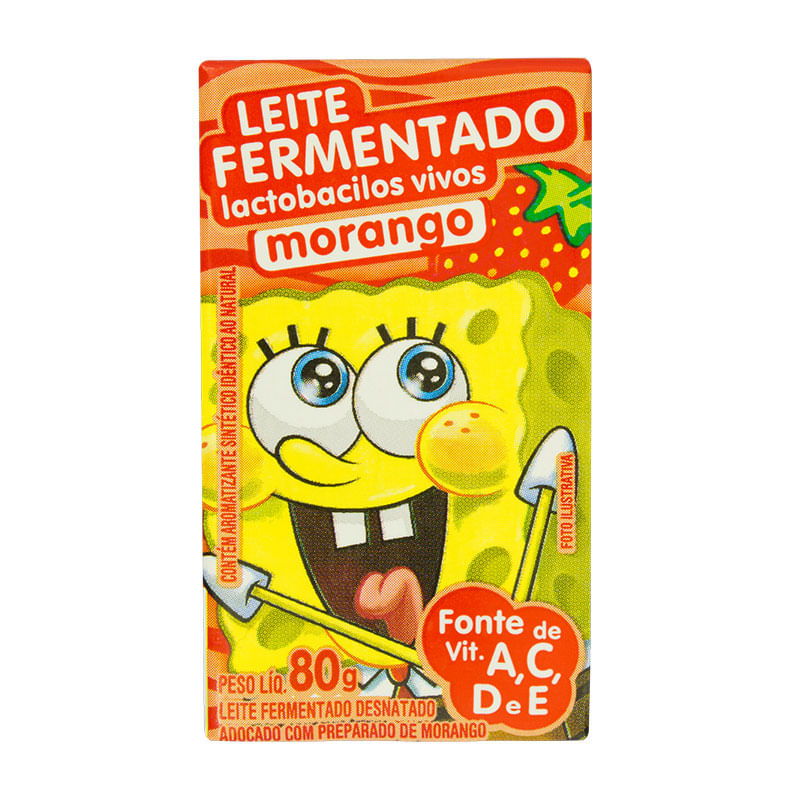 Leite Fermentado Elege Bob Esponja Morango 80g 
