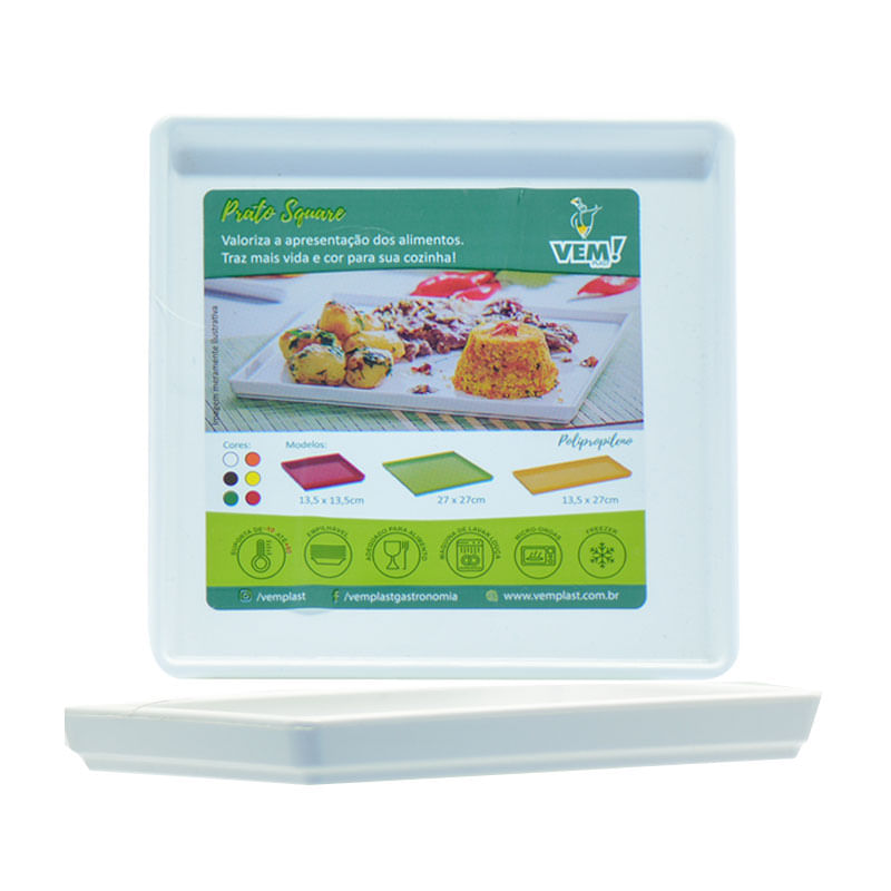 Prato Square Vemplast 13,5X13,5 Branco