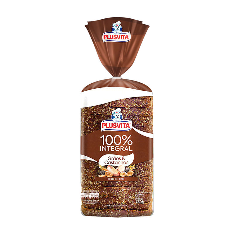 Pão Plusvita 100% Grãos Castanhas 450g