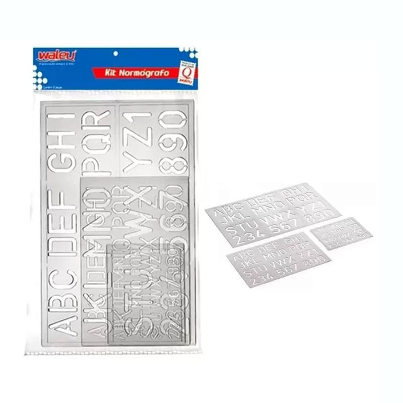 Kit Normógrafo Waleu Cristal 