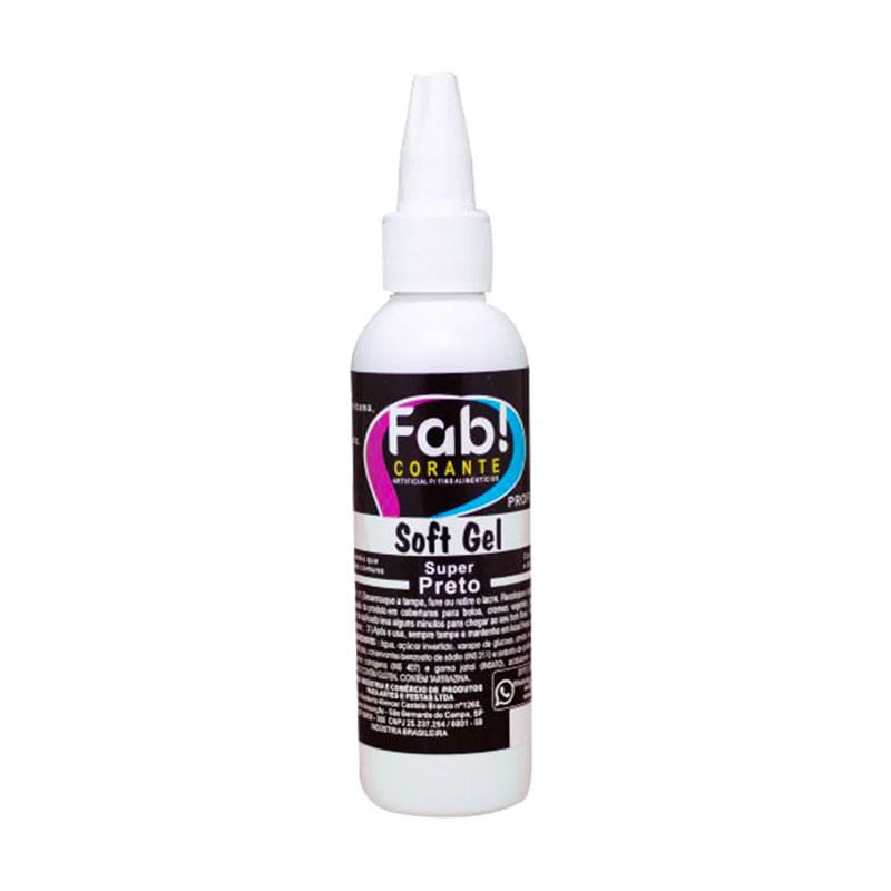 Corante Alimentício Soft Gel Fab! 25g Super Preto