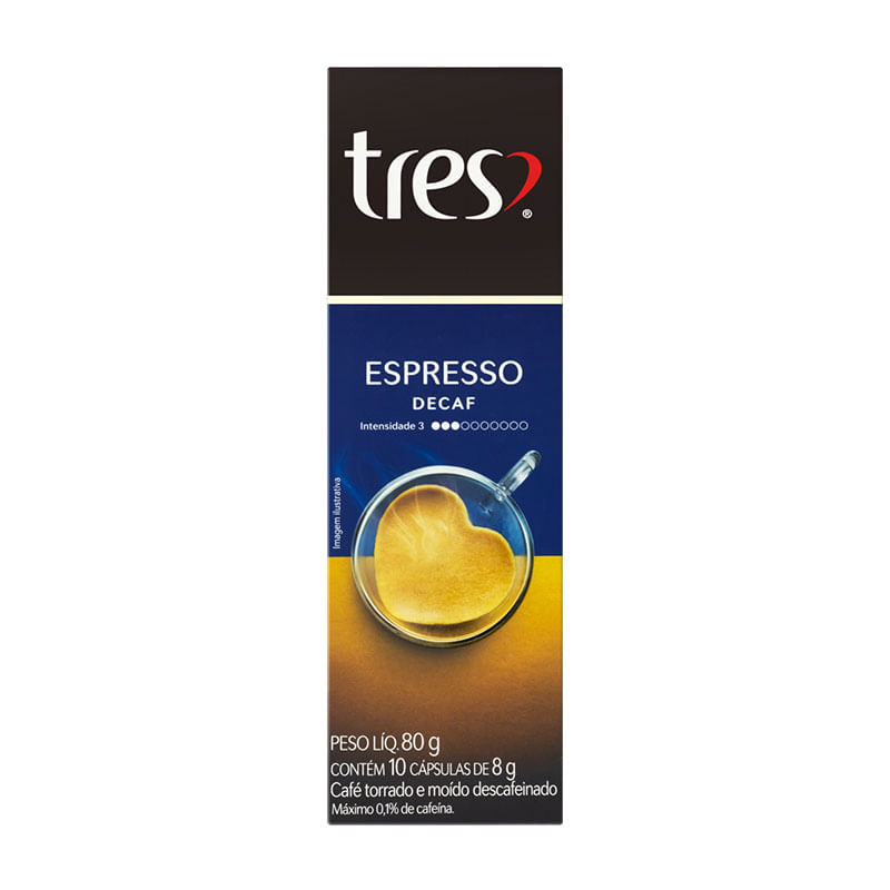 Capsula Café Expresso Três Descafeinado 10X8g