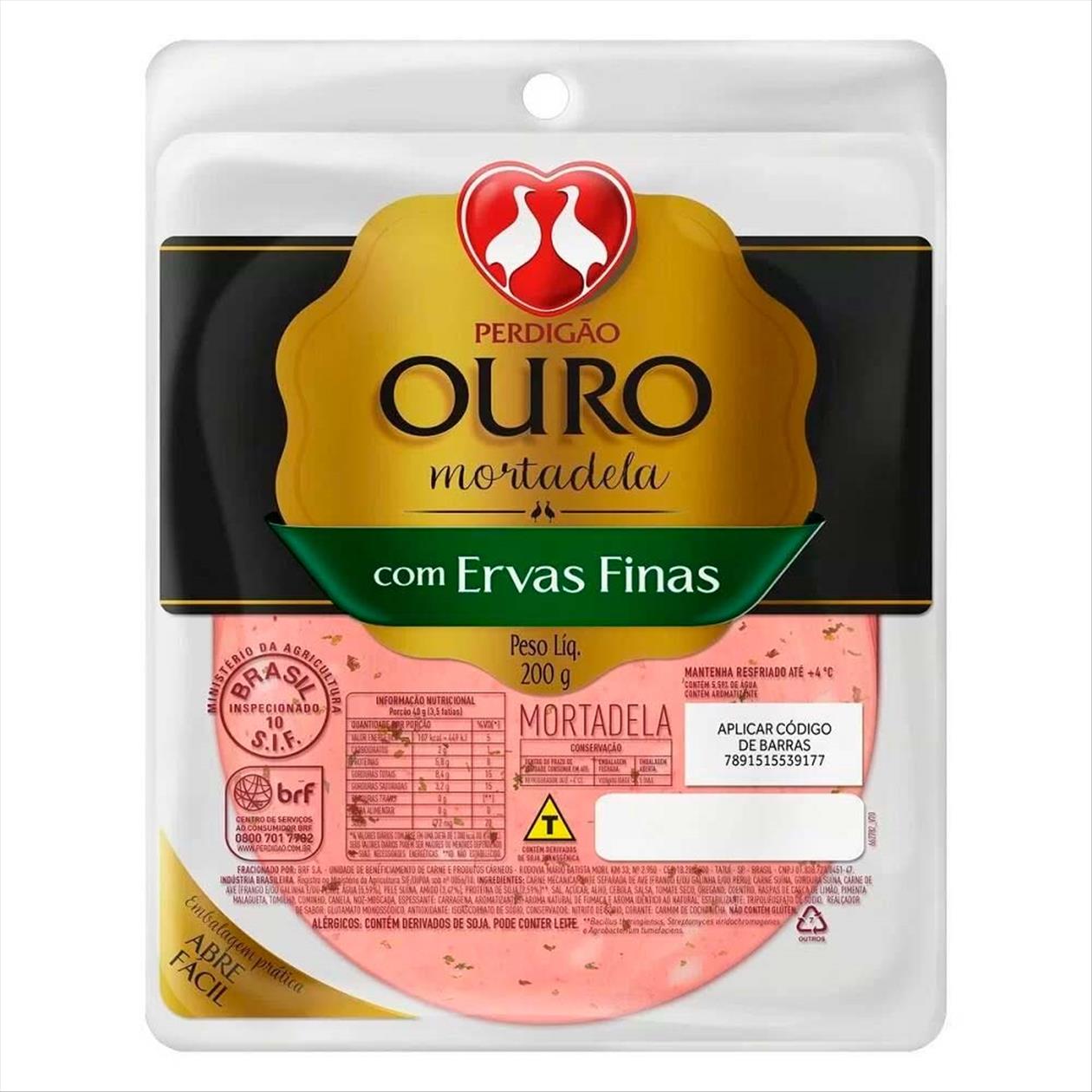Mortadela Ouro Ervas Finas ATM Fatiada Perdigão 200g