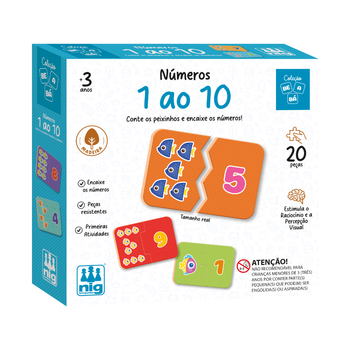 Educativo Em Madeira Bê A Bá Números 1 A 10 - Nig Brinquedos 