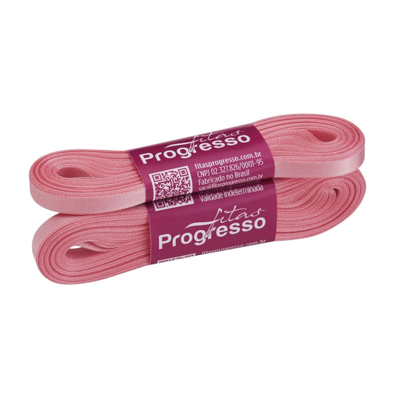 Fita Progresso Cetim 10m CF001 7mm 009 Rosa Pétala