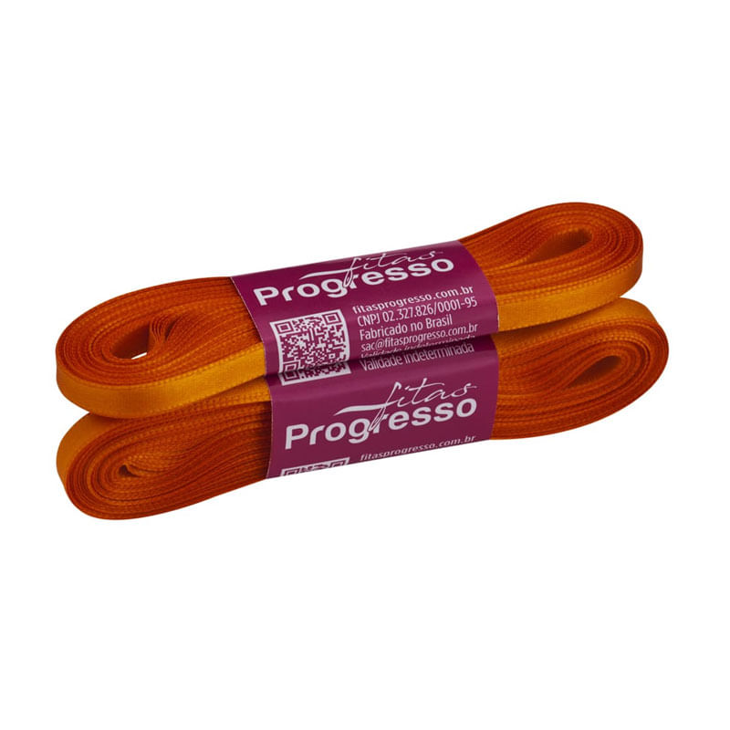 Fita Progresso Cetim 10m CF001 7mm 066 Laranja