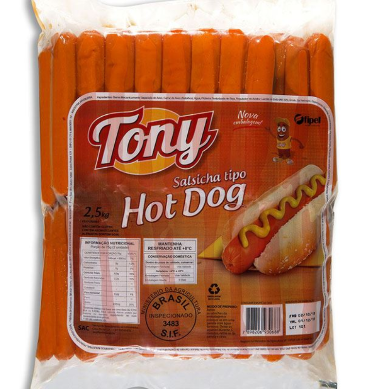 Salsicha Tony Hot Dog Frango sem Corante - Aprox. 200g