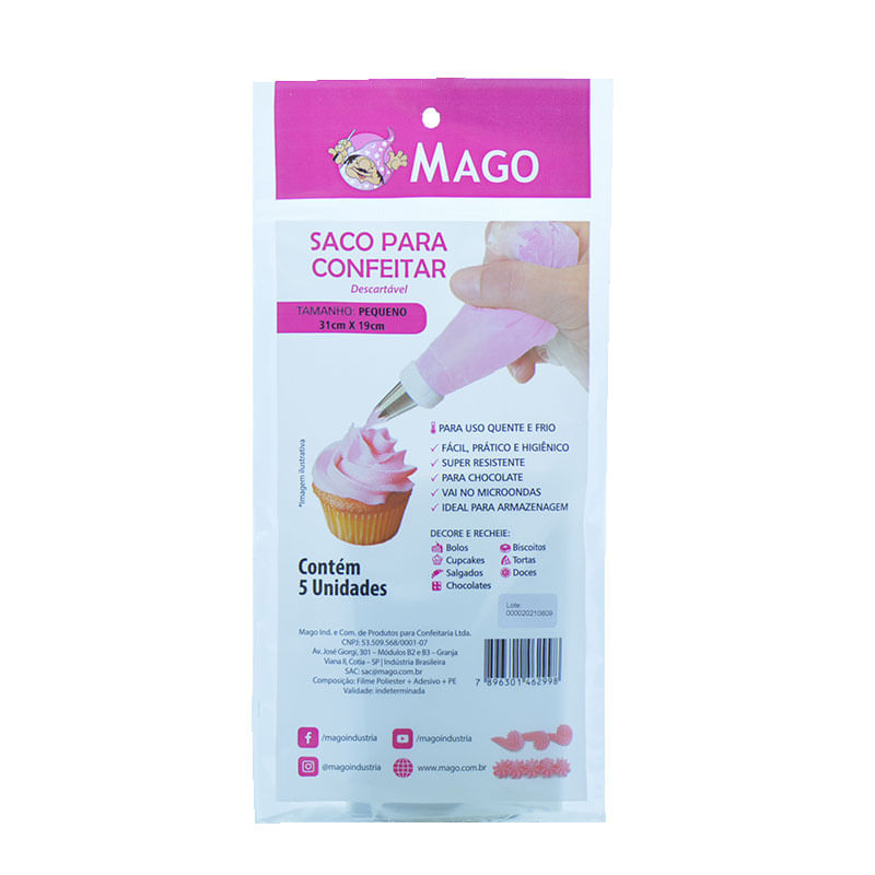 Saco Confeitar Mago Descartável Pequeno 5un