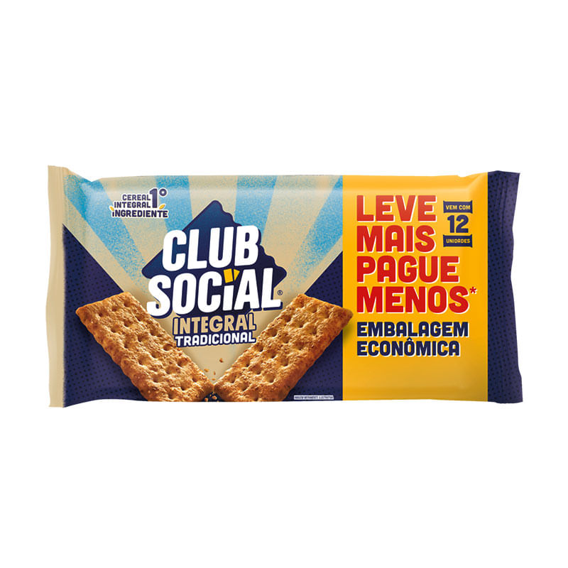 Biscoito Club Social Integral Embalagem Econômica 288g