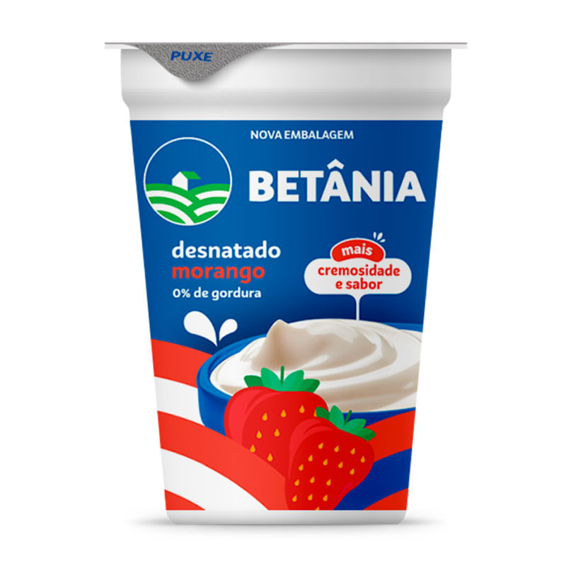 Iogurte Natural Betânia Desnatado Morango 170g