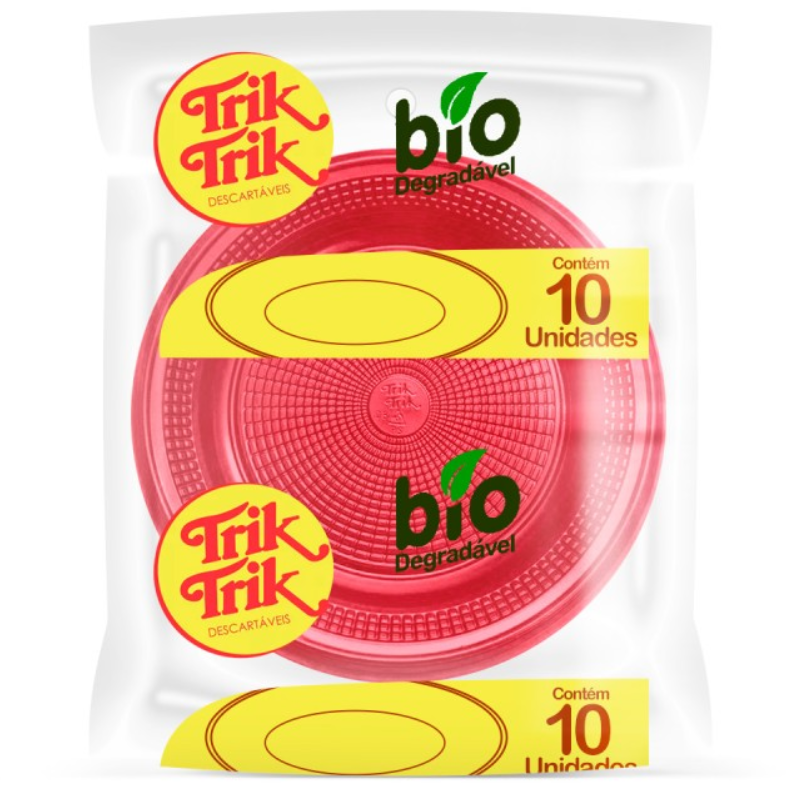 Prato Biodegradável Trik Trik 15cm Vermelho