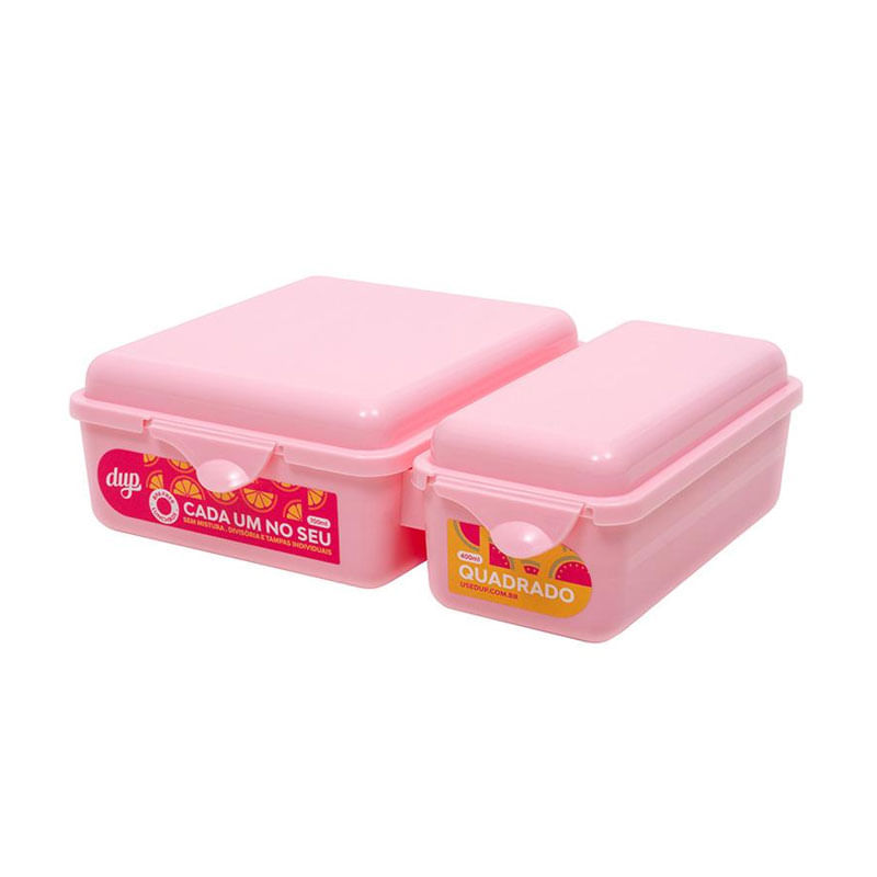 Pote Dup Oslo com Divisória e Tampa 700ml Rosa