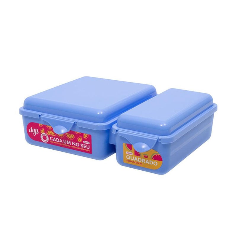 Pote Dup Oslo com Divisória e Tampa 700ml/400ml Azul