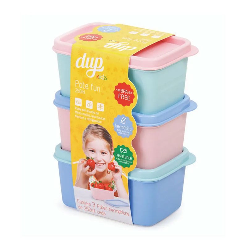 Conjunto Dup 3 Peças Pote 250ml Kids Colors