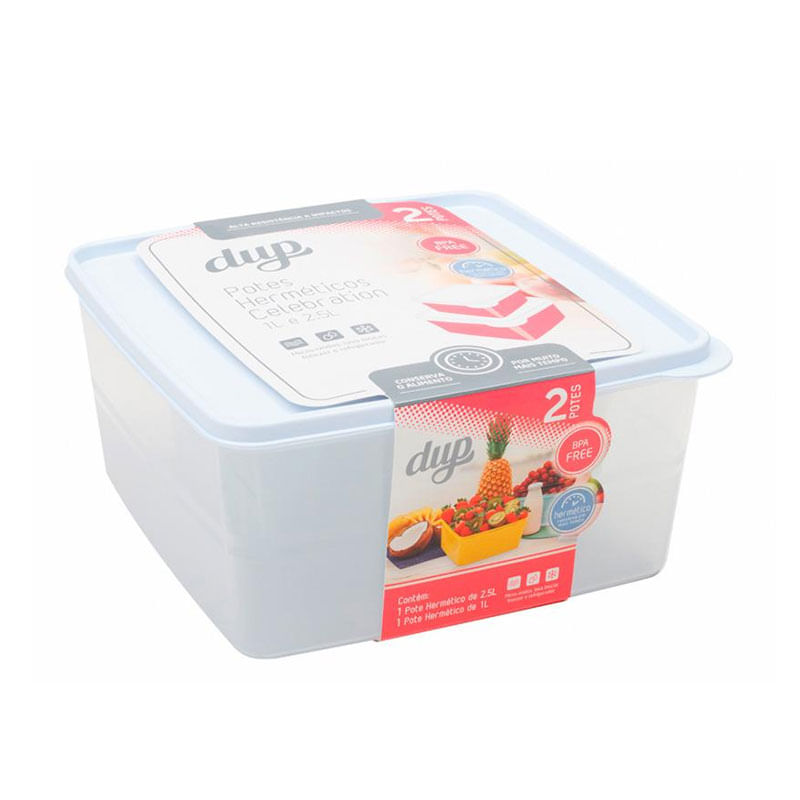 Conjunto Dup 2 Potes 2,5L e 1L Celebration Cristal Branco