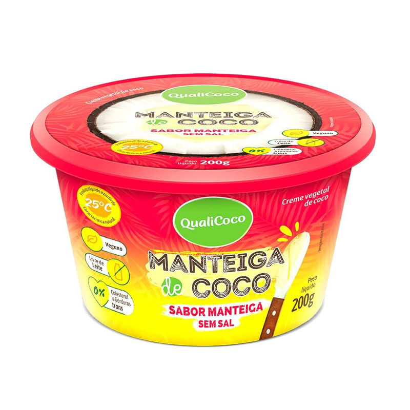 Manteiga Coco Qualicoco sem Sal Sabor Manteiga 200g