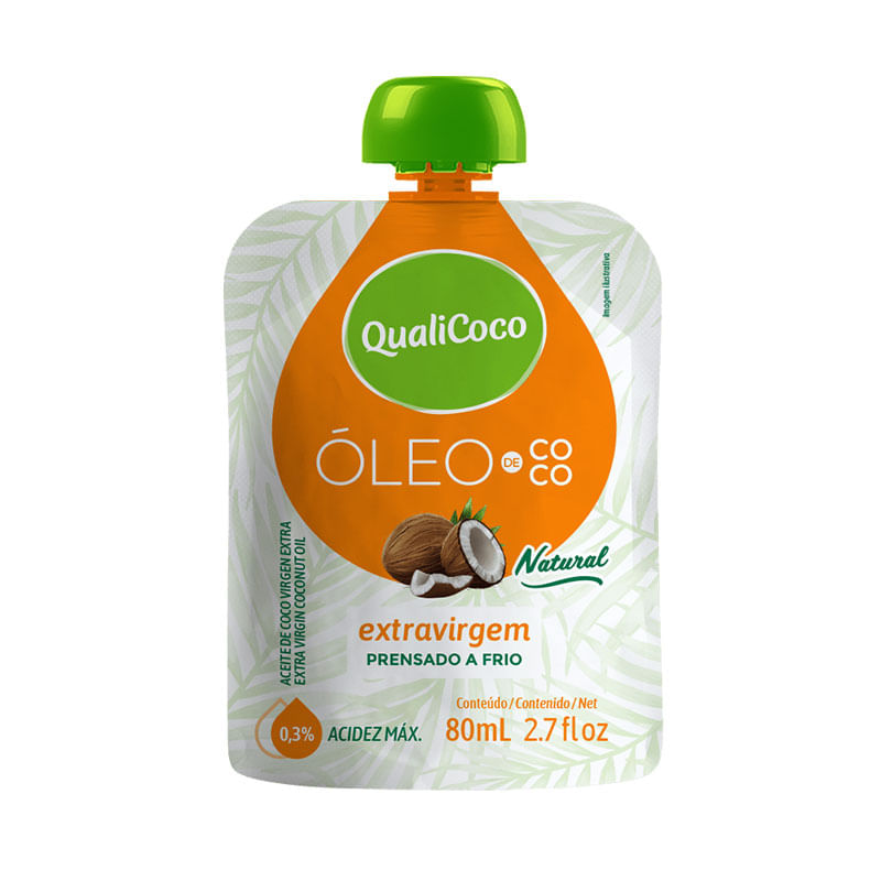 Óleo Coco Qualicoco 80ml Extra Virgem Sachê