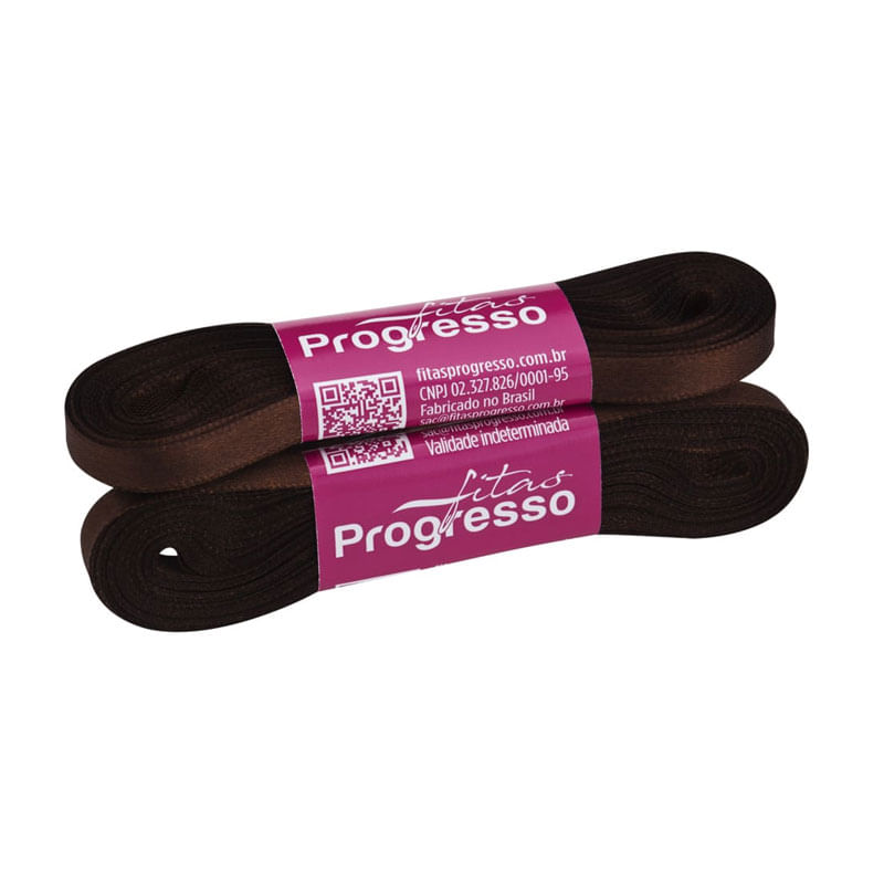 Fita Progresso Cetim 10m CF001 7mm 340 Marrom Café