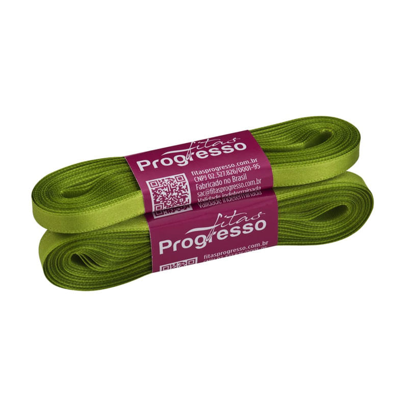Fita Progresso Cetim 10m CF001 7mm 677 Verde Folha
