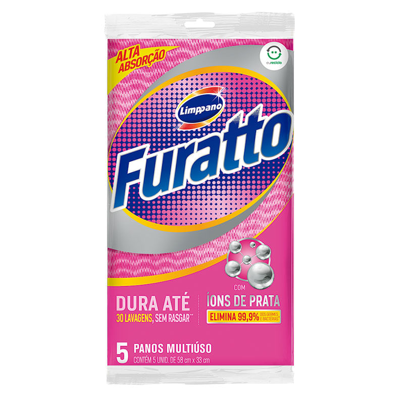 Pano Multiuso Furatto Rosa 58X33cm