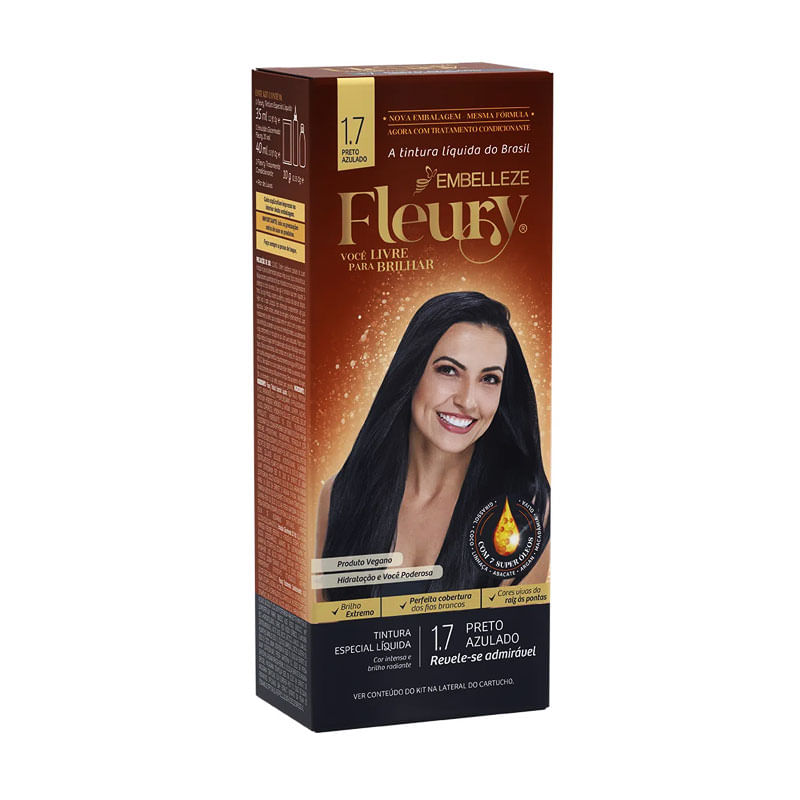 Tintura Fleury Kit 1.7 Preto Azulado