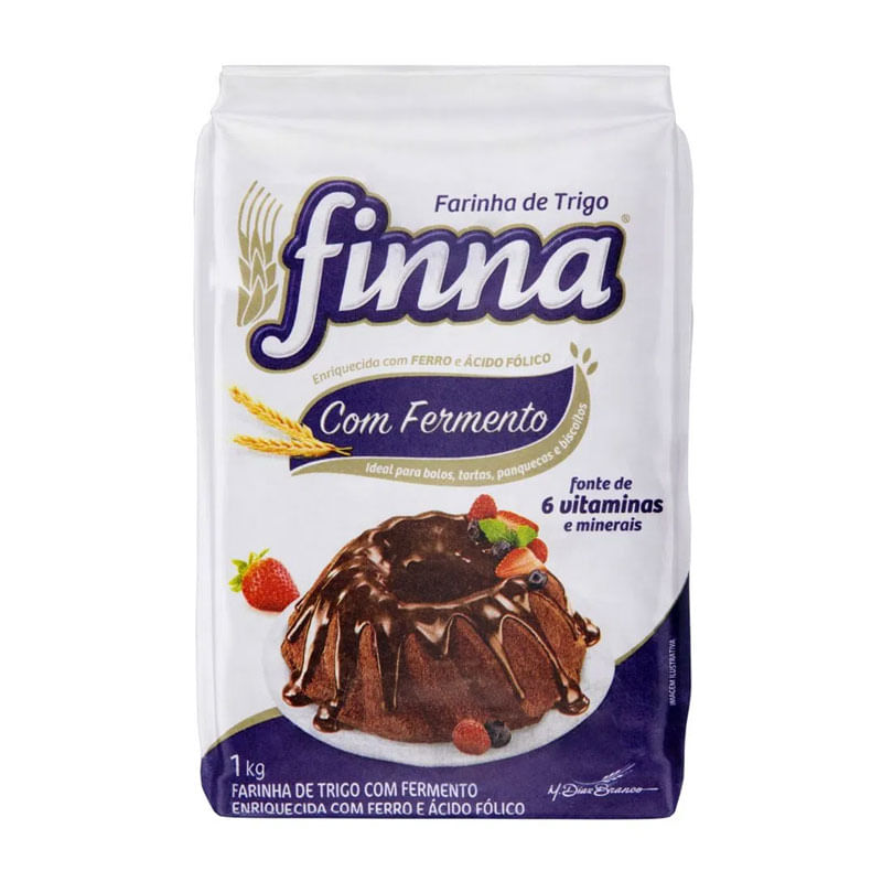 Farinha de Trigo Finna com Fermento Papel 1kg.