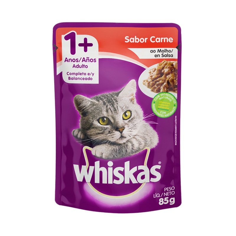 Ração Whiskas Sachê Adulto Carne 85g